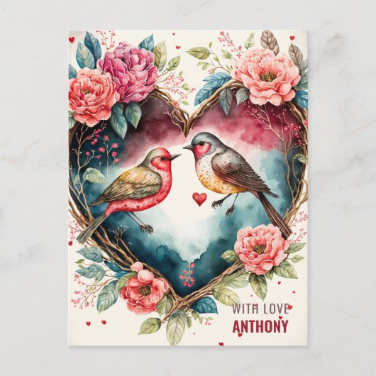 Aquarell Vögel Urlaub Postkarte (Vorderseite)