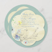 Aquarell-Vogelbaby Einladung (Vorne/Hinten)