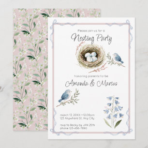 Aquarell-Vogelnest-Nist-Party-Baby-Shower Einladung