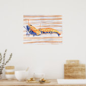Aquarell von Garnelen auf einem Dock, Angelköder Poster (Küche)