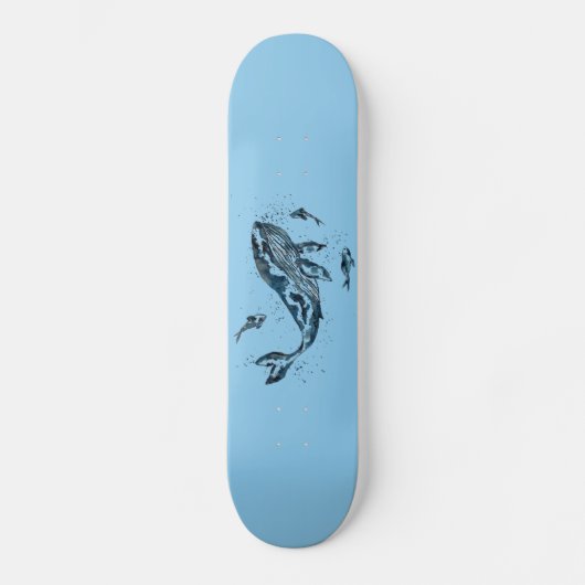 Aquarell-Wal-Blau-Skateboard Skateboard (Vorderseite)