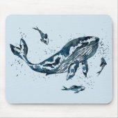 Aquarell-Wal-blaue Mausunterlage Mousepad (Vorne)
