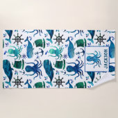 Aquarell-Wal-Kraken-Muster scherzt See Strandtuch (Vorderseite)