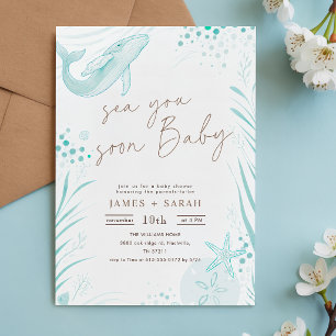 Aquarell-Wal-Meer-Sehen-Sie-Bald-Baby-Party Einladung