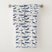 Aquarell-Wal-u. Anker-Muster Badhandtuch Set (Insitu)