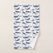 Aquarell-Wal-u. Anker-Muster Badhandtuch Set (Handtuch)