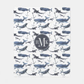 Aquarell-Wal-u. Anker-Muster Fleecedecke (Vorderseite)