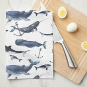 Aquarell-Wal-u. Anker-Muster Handtuch (Viertel Falte)