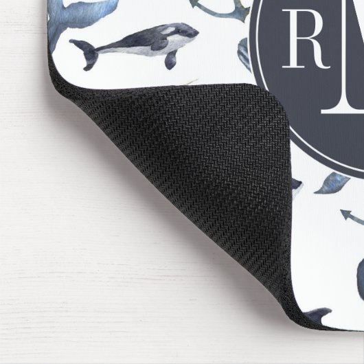 Aquarell-Wal-u. Anker-Muster Mousepad (Ecke)