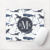 Aquarell-Wal-u. Anker-Muster Mousepad (Mit Mouse)