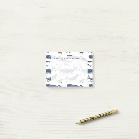 Aquarell-Wal-u. Anker-Muster Post-it Klebezettel (Auf Schreibtisch)