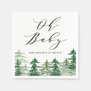 Aquarell-Wald-Baby-Party Serviette