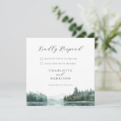 Aquarell-Wald-Bergsee-Hochzeit-RSVP (Stehend Vorderseite)