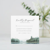 Aquarell-Wald-Bergsee-Hochzeit-RSVP (Stehend Vorderseite)