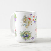 Aquarell-Wald-Blumen-Muster Kaffeetasse (Vorderseite Links)