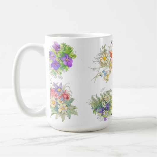 Aquarell-Wald-Blumen-Muster Kaffeetasse (Links)