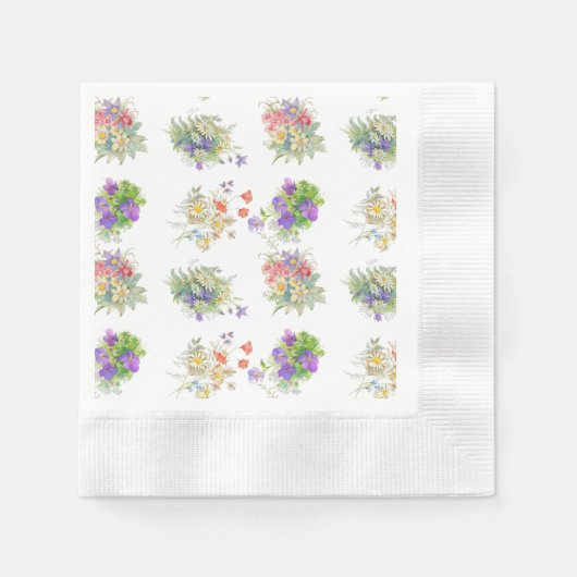 Aquarell-Wald-Blumen-Muster Serviette (Vorderseite)