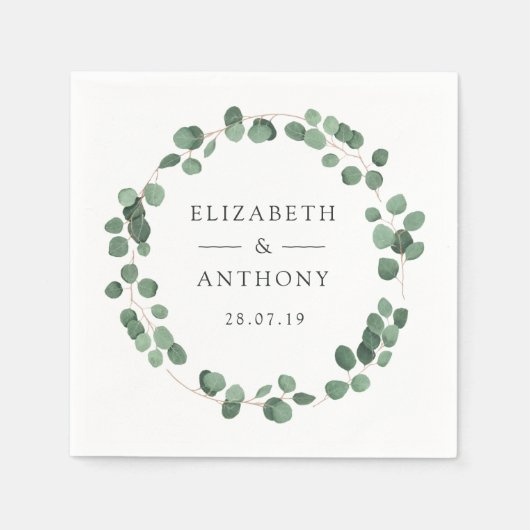 Aquarell-Wald-Eukalyptus-Grün-Hochzeit Serviette (Vorderseite)