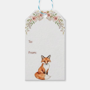 Aquarell Wald Fuchs Blumen Boho Geschenkkarte Geschenkanhänger