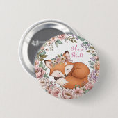 Aquarell Wald Fuchs Es ist ein Mädchen Button (Vorne & Hinten)