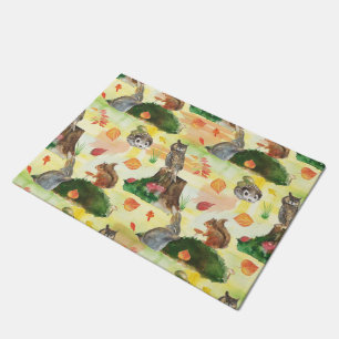 Aquarell-Wald-Hase, Eule, Eichhörnchen, Igel Fußmatte
