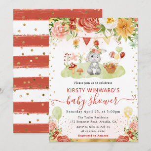 Aquarell-Wald-Hasen-Baby-Party Einladung