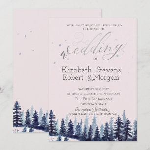 Aquarell Wald Kiefern Hochzeit Einladung
