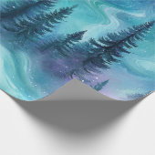 Aquarell-Wald mit Aurora Borealis Geschenkpapier (Ecke)