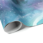 Aquarell-Wald mit Aurora Borealis Geschenkpapier (Rolleneckpunkt)