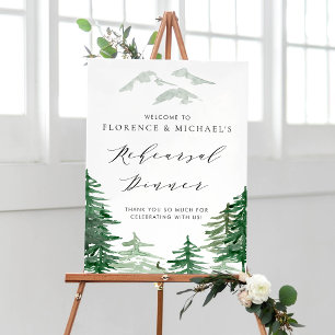 Aquarell-Wald-Probeessen-Willkommen Poster