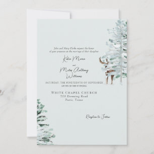 Aquarell-Wald-Reh-Hochzeitseinladung Einladung