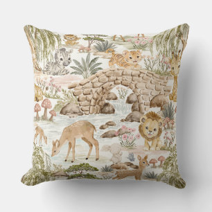 Aquarell-Wald-Safari-Tiere Kissen