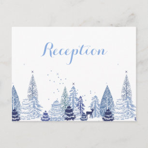 Aquarell-Wald-Schneeflocken-Winterhochzeit Einladungspostkarte