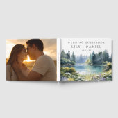 Aquarell Wald See Blumen Hochzeitsfoto Gästebuch (Voll)