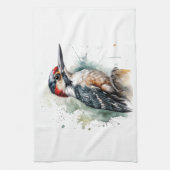 Aquarell-Wald-Specht Geschirrtuch (Vertikal)