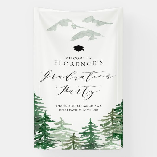 Aquarell-Wald-Wald-Abschluss-Willkommen Banner (Vertikal)