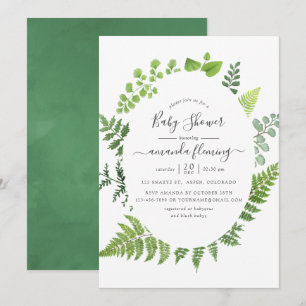 Aquarell Wald Waldgrün Baby Shower Einladung