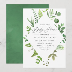 Aquarell Wald Waldgrün Baby Shower Einladung