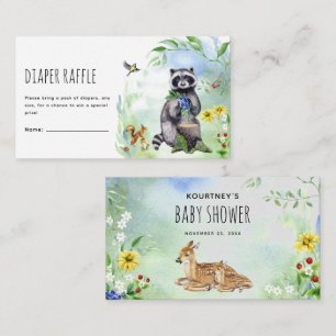 Aquarell-Wald-Waldtiere-Windel-Raffle Begleitkarte