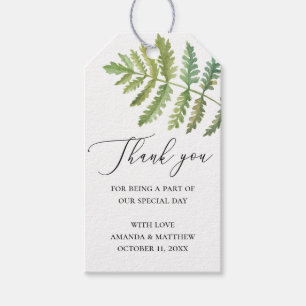 Aquarell-Waldgrün-Hochzeit-Dankeschön Geschenkanhänger