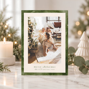 Aquarell-Waldgrün-Weihnachtsfamilienfoto Feiertagskarte