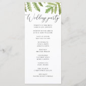 Aquarell-Waldgrünschrift-Hochzeit Programm (Rückseite)