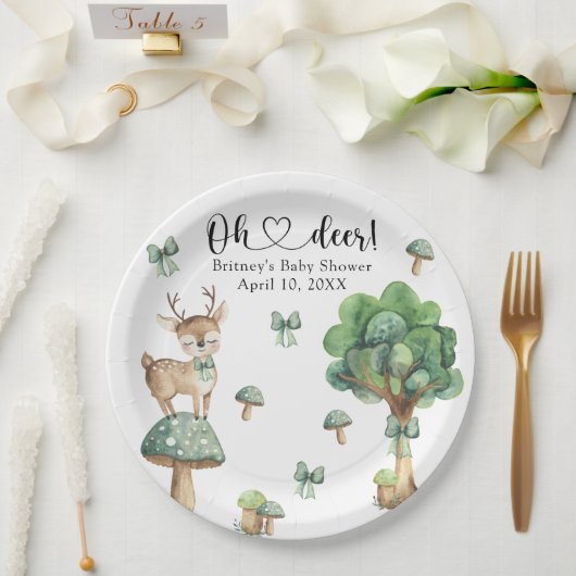 Aquarell-Waldhirsch-Baby-Party Pappteller (Hochzeit)