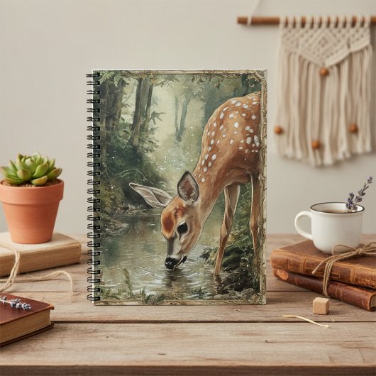 Aquarell Waldhirsch Natur Notizblock