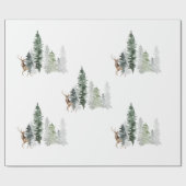 Aquarell-Waldhirsche Geschenkpapier (Flach)