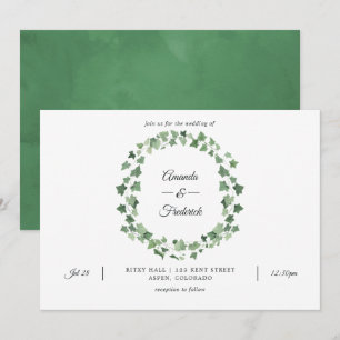 Aquarell-Waldhochzeit-Grün-Hochzeit Einladung