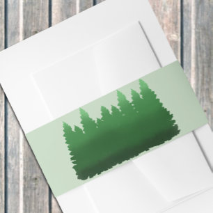 Aquarell-Waldkiefern-Hochzeit Einladungsbanderole