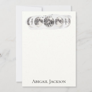 Aquarell-Waldmond-Vogel-Briefpapier Feiertagskarte