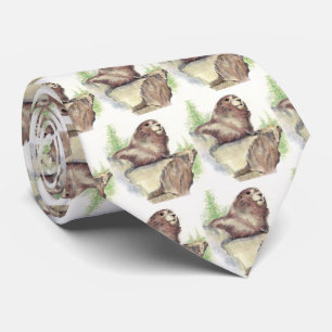 Aquarell-Waldmurmeltier, Murmeltier, Groundhog Krawatte