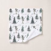 Aquarell-Waldmuster Badhandtuch Set (Waschlappen)